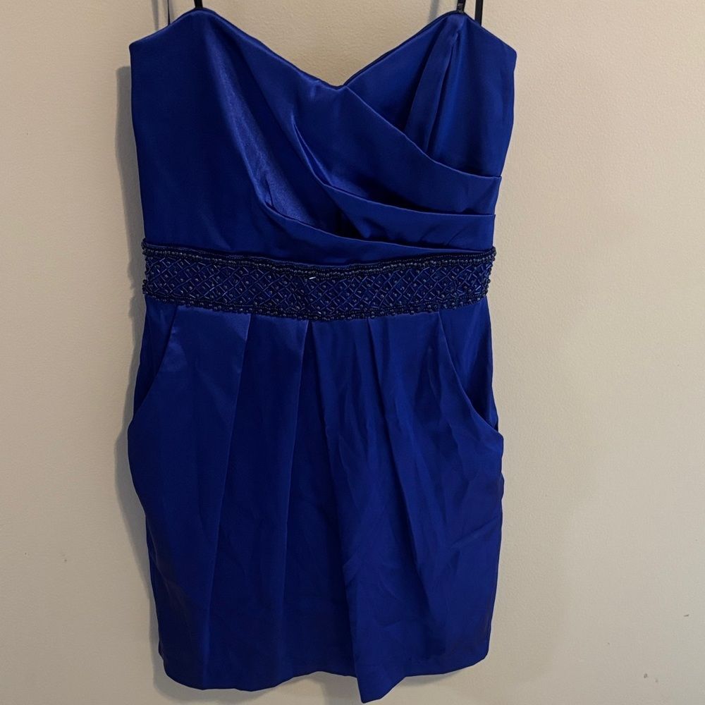 B Darlin Royal Blue Strapless Dress size 7/8